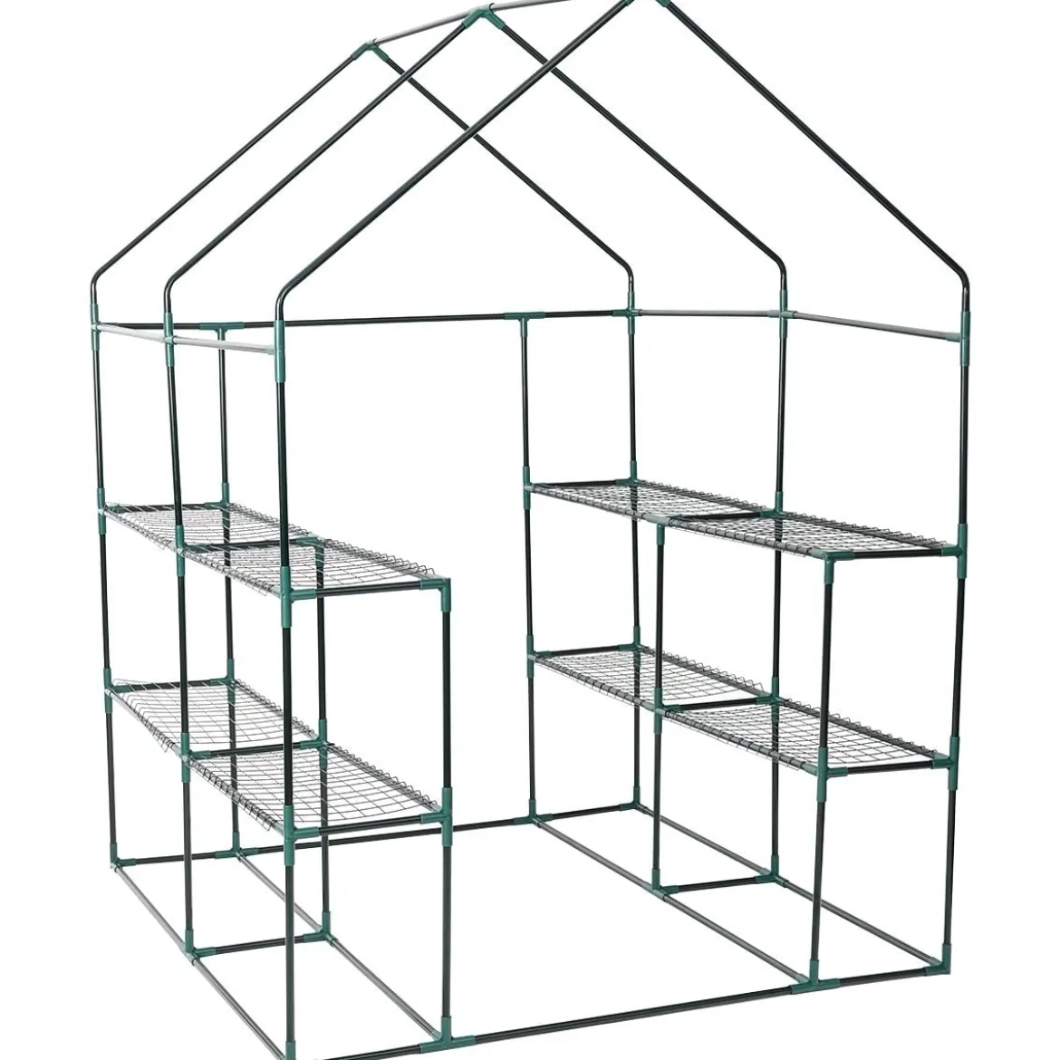 Begehbares Gewächshaus PE 143 x 143 x 195 CM Gewächshaus Treibhaus Pflanzenhaus 8 Etagen Regal aus Metall