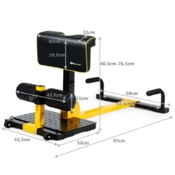Beintrainer 8-in-1 Multifunktionaler Kniebeugentrainer Trainingsgerät für Liegestütze Bauchmuskel Gelb und Schwarz