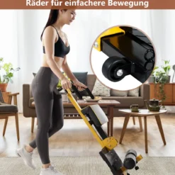 Beintrainer 8-in-1 Multifunktionaler Kniebeugentrainer Trainingsgerät für Liegestütze Bauchmuskel Gelb und Schwarz