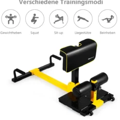 Beintrainer 8-in-1 Multifunktionaler Kniebeugentrainer Trainingsgerät für Liegestütze Bauchmuskel Gelb und Schwarz