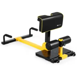 Beintrainer 8-in-1 Multifunktionaler Kniebeugentrainer Trainingsgerät für Liegestütze Bauchmuskel Gelb und Schwarz