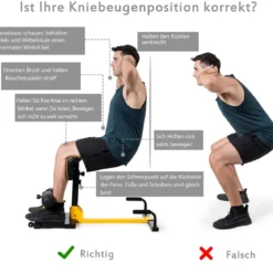 Beintrainer 8-in-1 Multifunktionaler Kniebeugentrainer Trainingsgerät für Liegestütze Bauchmuskel Gelb und Schwarz