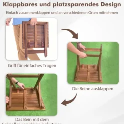 Beistelltisch Akazienholz Gartentisch klein Balkontisch X-Form 46 x 46 x 45 cm