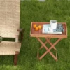Beistelltisch Akazienholz Gartentisch klein Balkontisch Holztisch mit Lamellen-Tischplatte 68 x 44 x 74 cm Natur
