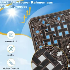 Beistelltisch aus Aluminiumguss wetterfester Balkontisch mit Ablagefläche 53 x 53 x 48 cm Kupfer