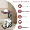 Beistelltisch C-Form Marmor Kaffeetisch Laptoptisch Sofatisch31 x 21 x 53 cm Braun