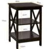 Beistelltisch 3 Ebenen Sofatisch Quadratisch Nachttisch fürs Bett 40 x 40 x 61 cm Kaffee