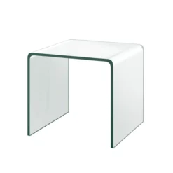 Beistelltisch Glas Nachttisch U-förmig transparenter Glastisch quadratisch 45 x 45 x 41 cm