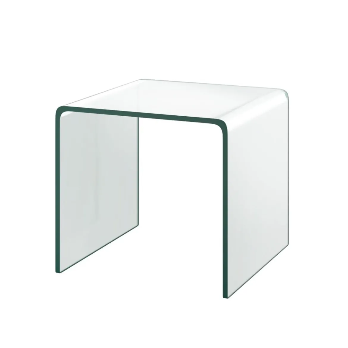 Beistelltisch Glas Nachttisch U-förmig transparenter Glastisch quadratisch 45 x 45 x 41 cm