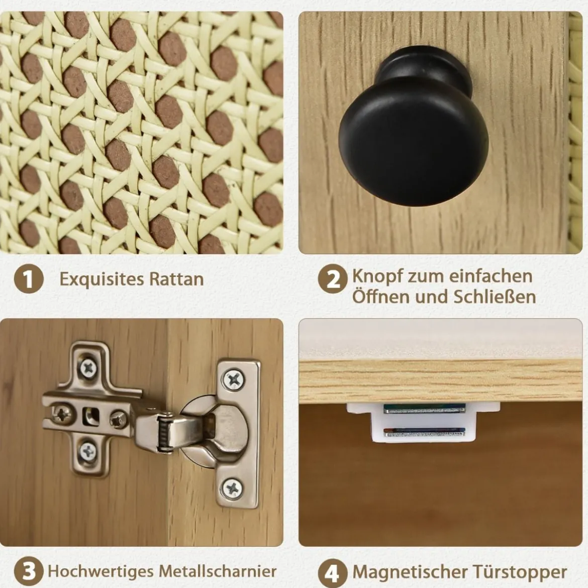 Beistelltisch Holzbeistelltisch mit Regal Nachttische mit Stahlsockel 48 x 40 x 56 cm Natur + Schwarz
