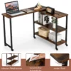 Beistelltisch Holz Couchtisch L-Form Tischplatte 360° drehbar 3 Ebenen Wohnzimmertisch Vintage 101 x 82,5 x 72,5 cm
