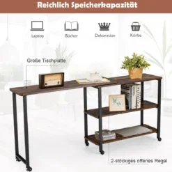Beistelltisch Holz Couchtisch L-Form Tischplatte 360° drehbar 3 Ebenen Wohnzimmertisch Vintage 101 x 82,5 x 72,5 cm