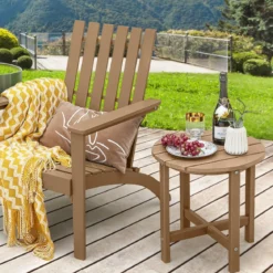 Beistelltisch Kleiner Gartentisch aus UV-beständigem Kunststoff Schwarz/Teak/Grau/Weiß