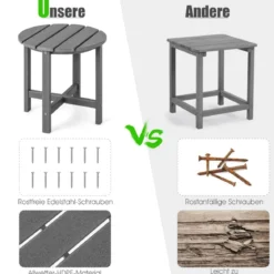 Beistelltisch Kleiner Gartentisch aus UV-beständigem Kunststoff Schwarz/Teak/Grau/Weiß