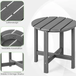 Beistelltisch Kleiner Gartentisch aus UV-beständigem Kunststoff Schwarz/Teak/Grau/Weiß