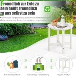 Beistelltisch Kleiner Gartentisch aus UV-beständigem Kunststoff Schwarz/Teak/Grau/Weiß