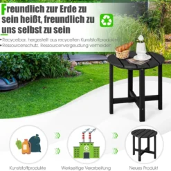 Beistelltisch Kleiner Gartentisch aus UV-beständigem Kunststoff Schwarz/Teak/Grau/Weiß