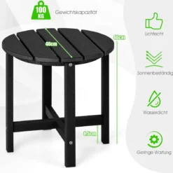 Beistelltisch Kleiner Gartentisch aus UV-beständigem Kunststoff Schwarz/Teak/Grau/Weiß