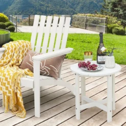 Beistelltisch Kleiner Gartentisch aus UV-beständigem Kunststoff Schwarz/Teak/Grau/Weiß