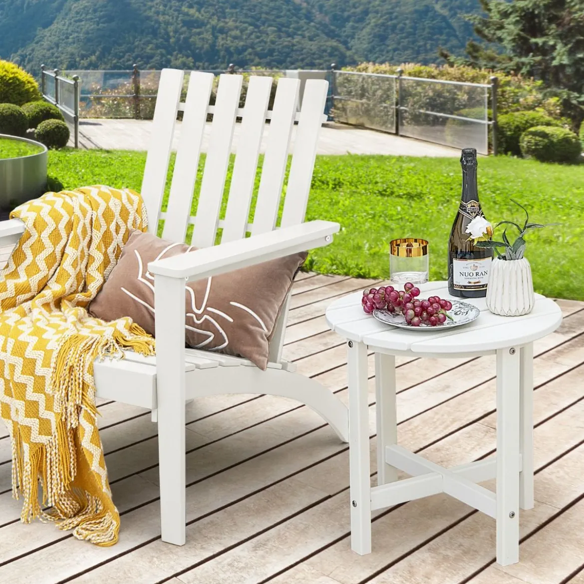 Beistelltisch Kleiner Gartentisch aus UV-beständigem Kunststoff Schwarz/Teak/Grau/Weiß