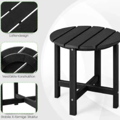Beistelltisch Kleiner Gartentisch aus UV-beständigem Kunststoff Schwarz/Teak/Grau/Weiß