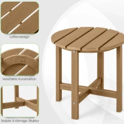 Beistelltisch Kleiner Gartentisch aus UV-beständigem Kunststoff Schwarz/Teak/Grau/Weiß