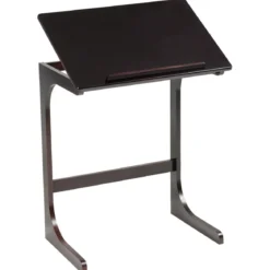 Beistelltisch Laptoptisch C-förmig Kaffeetisch Computertisch Bambus Stehtisch mit Metallgestell Couchtisch Braun