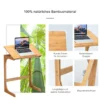 Beistelltisch Laptoptisch C-förmig Kaffeetisch Computertisch Bambus Stehtisch mit Metallgestell Couchtisch Natur