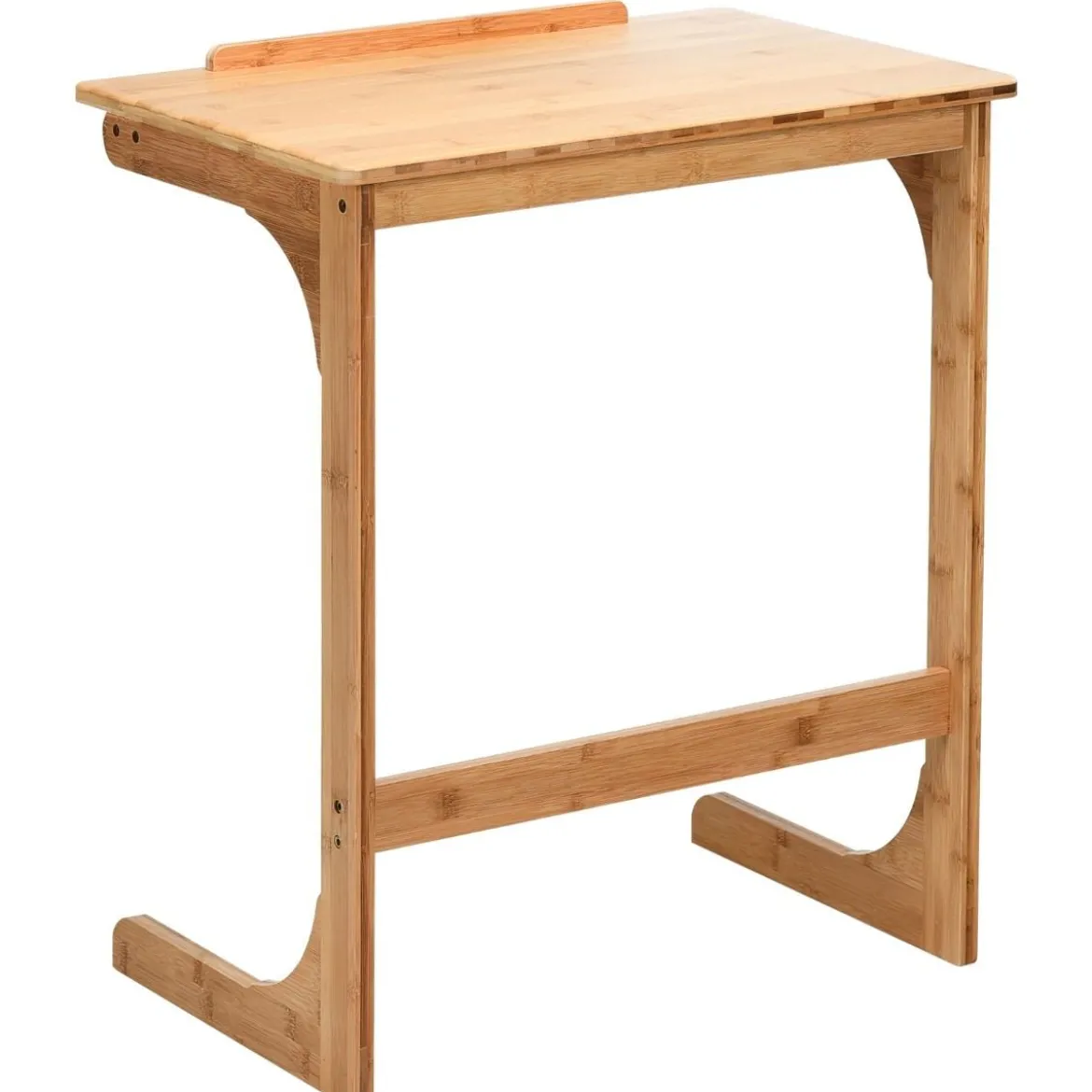 Beistelltisch Laptoptisch C-förmig Kaffeetisch Computertisch Bambus Stehtisch mit Metallgestell Couchtisch Natur