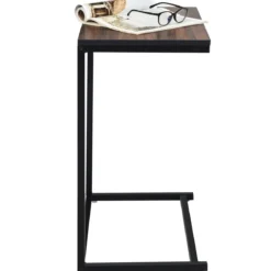 Beistelltisch Laptoptisch Sofatisch Notebooktisch Pflegetisch Metall und Holz 55 x 35 x 65 cm Braun