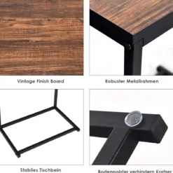 Beistelltisch Laptoptisch Sofatisch Notebooktisch Pflegetisch Metall und Holz 55 x 35 x 65 cm Braun
