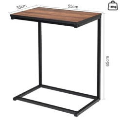 Beistelltisch Laptoptisch Sofatisch Notebooktisch Pflegetisch Metall und Holz 55 x 35 x 65 cm Braun