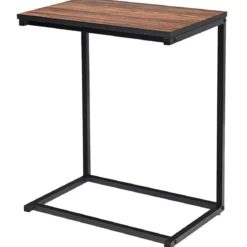 Beistelltisch Laptoptisch Sofatisch Notebooktisch Pflegetisch Metall und Holz 55 x 35 x 65 cm Braun