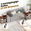 Beistelltisch mit Hebeplatte & Ladestation & Verstecktem Stauraum & Regalen Rollbarer Couchtisch