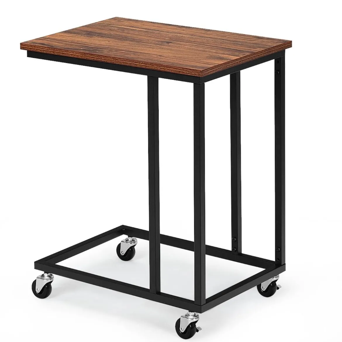 Beistelltisch mit Rollen Sofatisch Kaffeetisch Industrie-Design Laptoptisch Metall Couchtisch Rustikales Braun