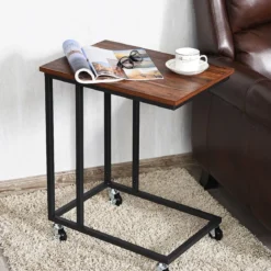 Beistelltisch mit Rollen Sofatisch Kaffeetisch Industrie-Design Laptoptisch Metall Couchtisch Rustikales Braun