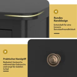 Beistelltisch mit Schublade & Ablage 2-stöckiger Nachttisch Schmaler Sofatisch Kaffeetisch Schwarz