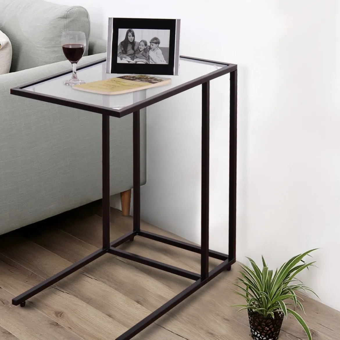 Beistelltisch Nachttisch Couchtisch Kaffeetisch Balkontisch Glastisch Metall + Hartglas