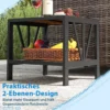 Beistelltisch Outdoor wetterfest Gartentisch mit Schirmloch kleiner Balkontisch mit Ablage 52 x 46 x 45 cm