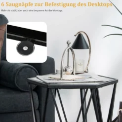 Beistelltisch Sechseckiger Couchtisch mit Metallrahmen & Tischplatte 40 x 34,5 x 60,5 cm Schwarz