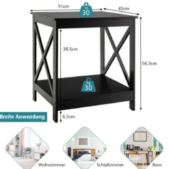 Beistelltisch 2-Stufiger Moderner Kaffeetisch Boden-Couchtisch mit X-förmigem Design Braun