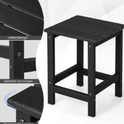 Beistelltisch Witterungsbeständiger HDPE Adirondack Tisch 36 x 36 x 47 cm Schwarz/Braun/Grau/Weiß