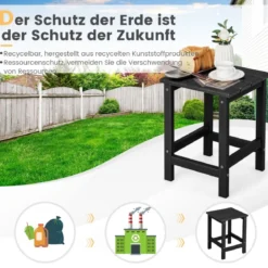 Beistelltisch Witterungsbeständiger HDPE Adirondack Tisch 36 x 36 x 47 cm Schwarz/Braun/Grau/Weiß