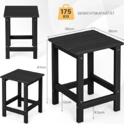 Beistelltisch Witterungsbeständiger HDPE Adirondack Tisch 36 x 36 x 47 cm Schwarz/Braun/Grau/Weiß