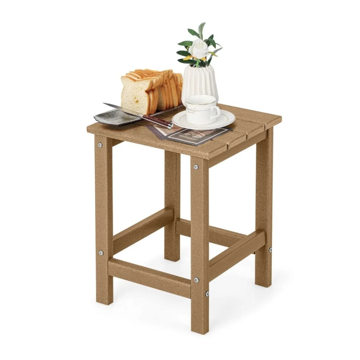 Beistelltisch Witterungsbeständiger HDPE Adirondack Tisch 36 x 36 x 47 cm Schwarz/Braun/Grau/Weiß