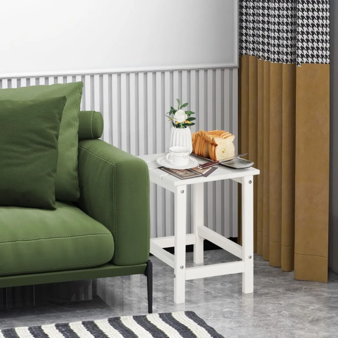 Beistelltisch Witterungsbeständiger HDPE Adirondack Tisch 36 x 36 x 47 cm Schwarz/Braun/Grau/Weiß