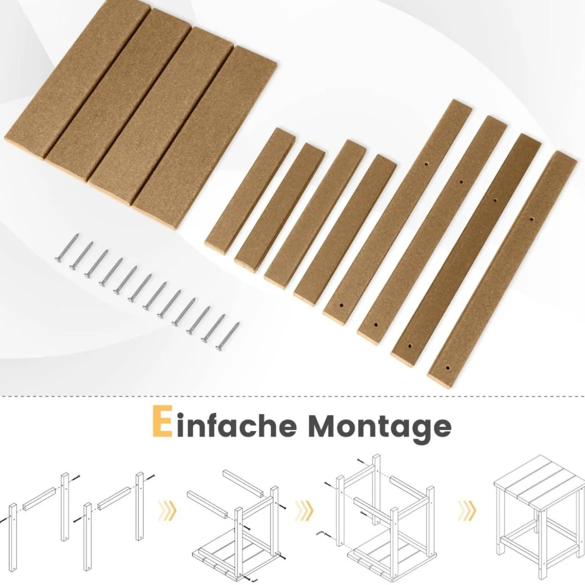 Beistelltisch Witterungsbeständiger HDPE Adirondack Tisch 36 x 36 x 47 cm Schwarz/Braun/Grau/Weiß