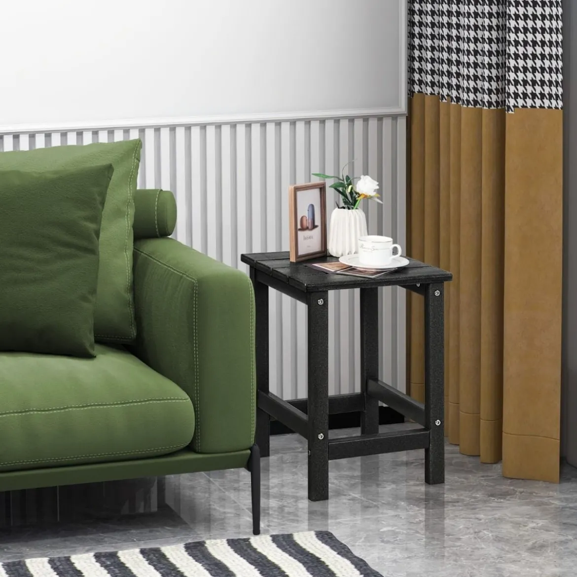 Beistelltisch Witterungsbeständiger HDPE Adirondack Tisch 36 x 36 x 47 cm Schwarz/Braun/Grau/Weiß
