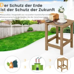 Beistelltisch Witterungsbeständiger HDPE Adirondack Tisch 36 x 36 x 47 cm Schwarz/Braun/Grau/Weiß