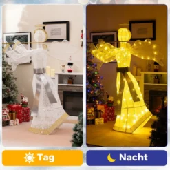 Beleuchteter Weihnachtsengel mit 100 LED-Lichtern 3-Dimensionale Engelsfigur Weihnachtsdeko
